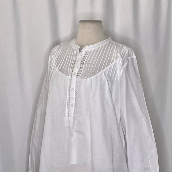 NWT!! J. CREW Pintuck Lace Trim Cotton Voile Solid White Top Blouse Large - Picture 7 of 16